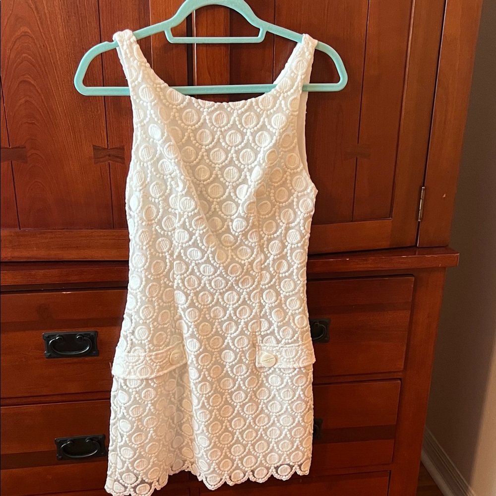 bebe Cream Lace Patterned Mini Dress